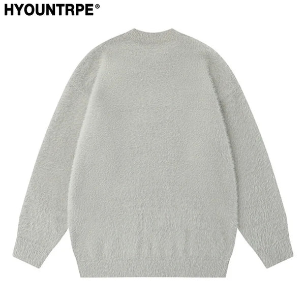 fashion knitted sweater mens winter o neck letters pullover streetwear unisex casual loose warm hairy sweaters jumper knitwear - trendy hip hop fashion hoodie, bold artwork streetwear hoodie, soft fleece-lined outerwear