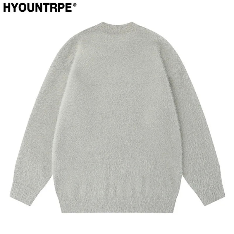 fashion knitted sweater mens winter o neck letters pullover streetwear unisex casual loose warm hairy sweaters jumper knitwear - trendy hip hop fashion hoodie, bold artwork streetwear hoodie, soft fleece-lined outerwear