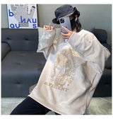 Autumn Korean Personality Street Boys Unisex Round Neck Sweatshirt Trendy American Couple Suede Long-sleeved Shirt Top