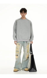 Zipper Pullover Sweatshirt Men Women Streetwear Fashion Loose Casual B