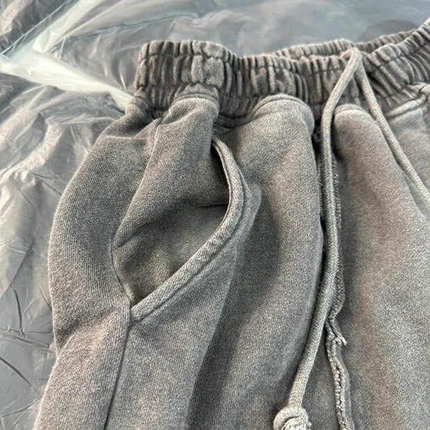 New 2024 Novelty High THUG CLUB Old Washed Rhine Stone Heavy Skateboard Street Cotton Casual Shorts Kanye Hip-hop Parkour #U46
