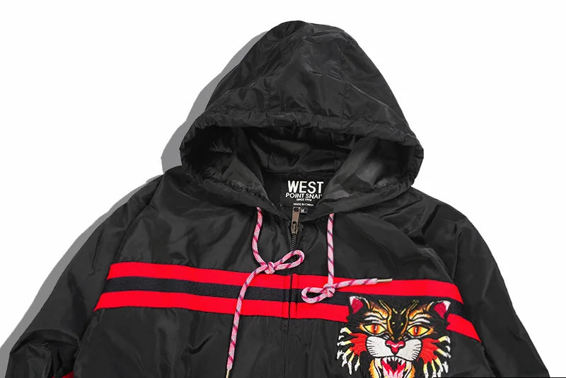 New 2022 Warm Winter Luxury Men Embroidered leopard Zipper Casual Mess Inside Windbreaker With Hoody Trench Jackets Coat #A457