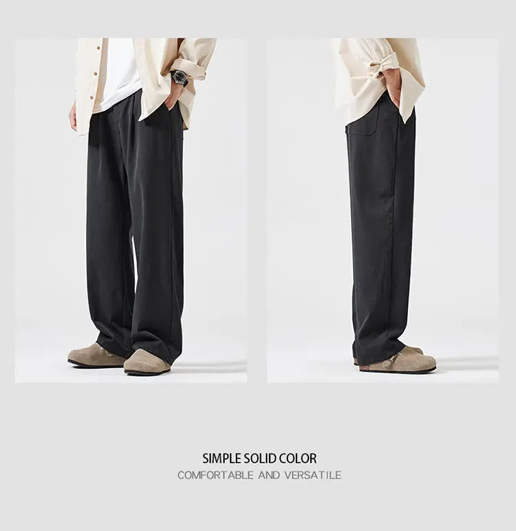 simple casual pants mens spring autumn loose fashion straight wide leg plus size pants cityboy streetwear trousers unique default style 2255