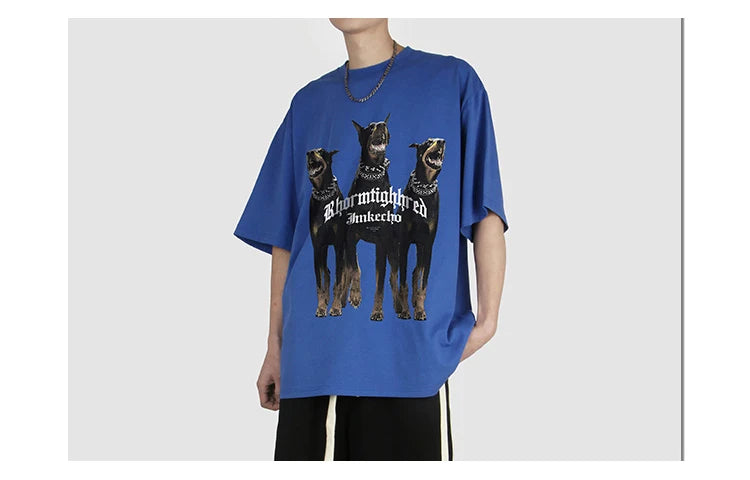 Sadcore Oversized shirt – Harajuku T Shirt Mens 2023 Summer Dog Letter Printed Vintage