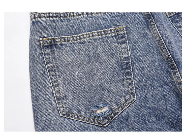 destroyed ripped jeans straight jean pants men biker jeans fashion zipper streetwear trousers hip hop pants joggers baggy jeans unique joggers style 3185