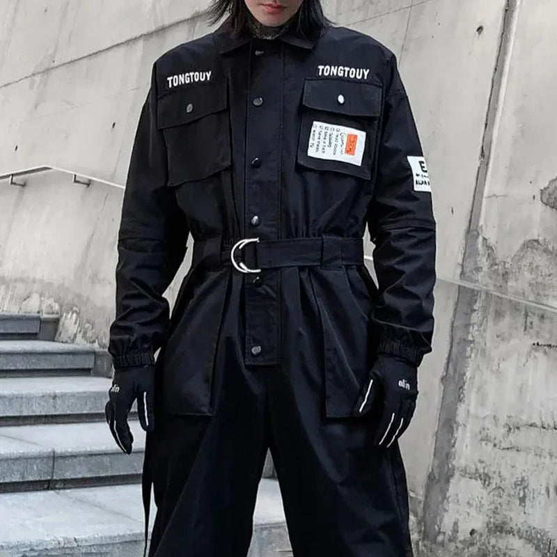 2023 autumn street short sleeve american jumpsuit mens jumpsuit suit motorcycle removable pants hip hop leg pants unique shorts style 4654