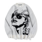 hip hop knitted oversized sweater men autumn winter o neck long sleeve pullover streetwear casual loose sweaters jumper knitwear - gothic aesthetic hoodie for winter, high quality cotton hoodie, 2025 streetwear drop
