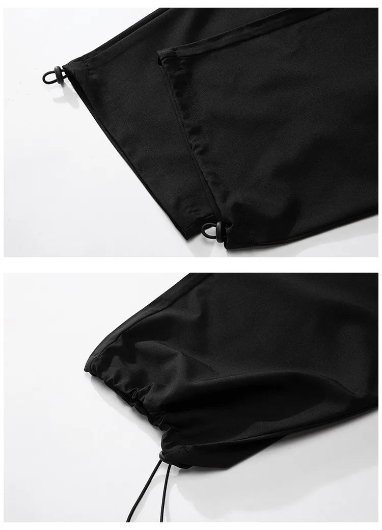 hip hop mens loose fit paratrooper pants drawstring elasticated work pants lightweight quick drying sport climbing trousers unique default style 3308