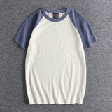 Glitchcore Anime panel – Summer Short Sleeved Mens New Retro Stitching Contrast Color