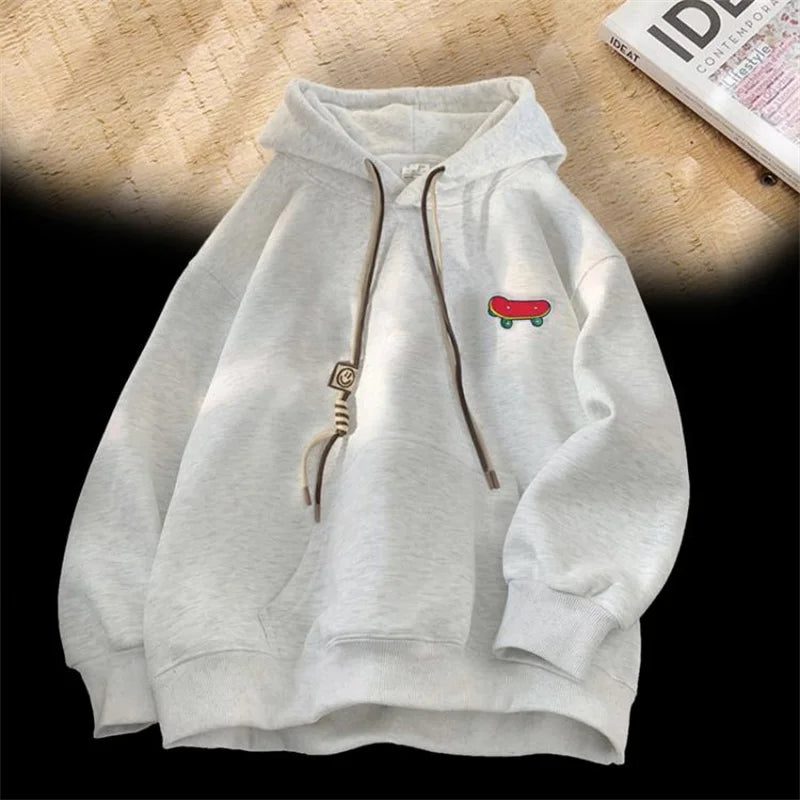 Autumn Kawaii Skateboard Graphic Hoody Mens New In Cotton Fleece Retro