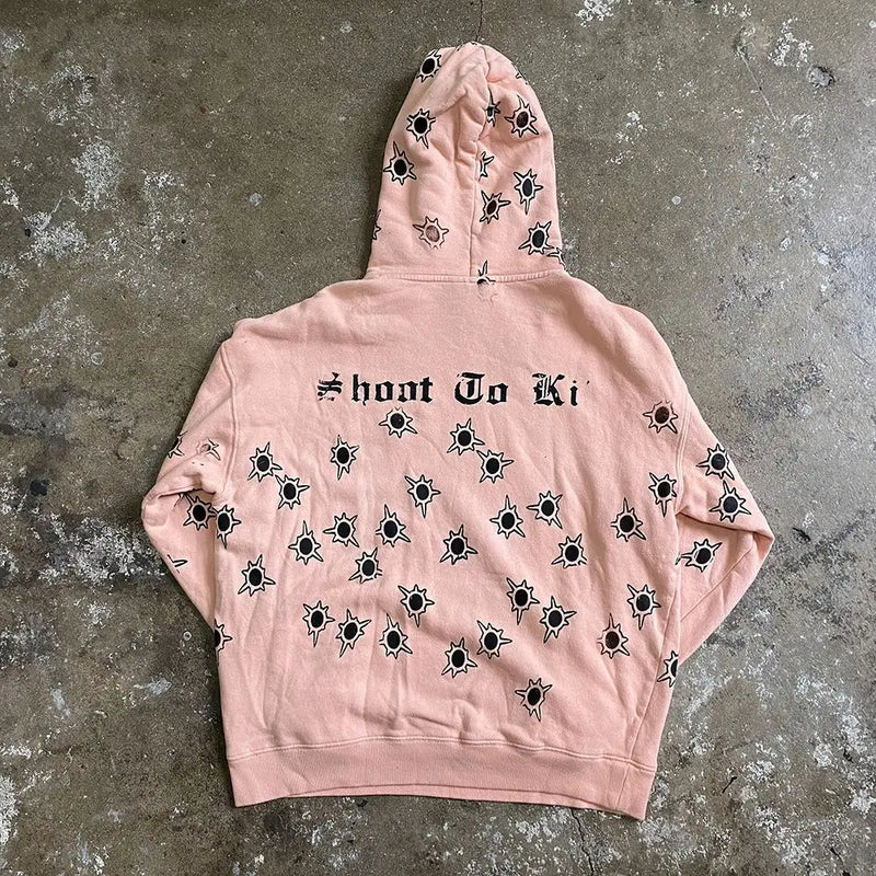 Y2k Long Sleeved Pullover Hoodie With Gothic Print Punk Style Hoodie Oversized Streetwear Winter Outfit School Ootd Clothes News