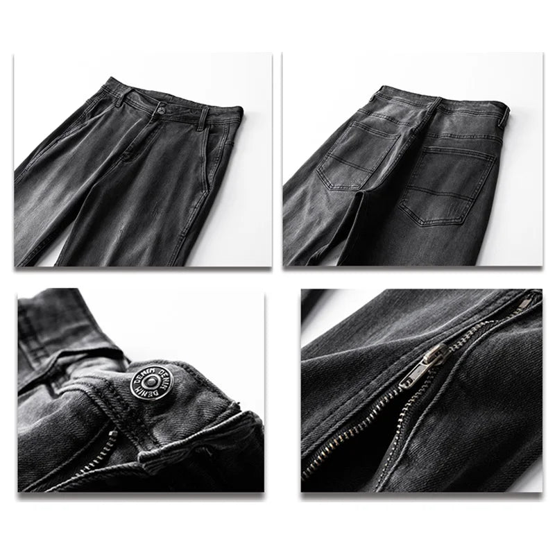 men streetwear hem zipper plus size distressed retro fashion loose casual denim pants jeans cityboy jeans trousers 28 40 unique jeans style 2723