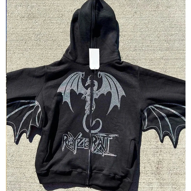Hip Hop Loose Jacket Interesting Dragon Bat Sleeve Retro Tops Retro St