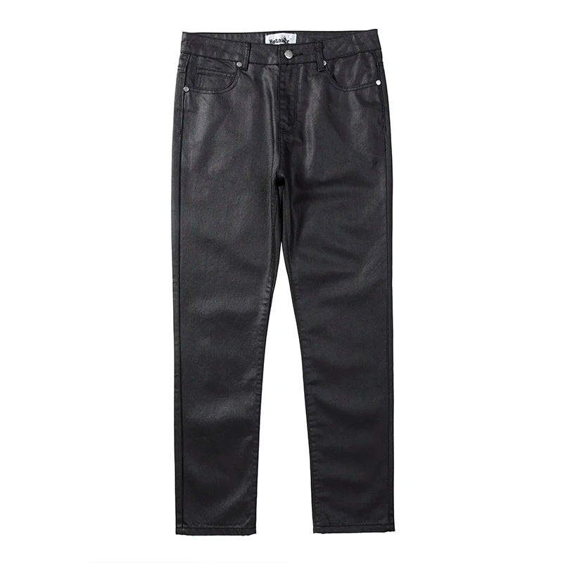 harajuku black jeans mens vibe waxed casual trousers straight pockets oversized pencil pants loose hip hop mens pants stacked flare jeans