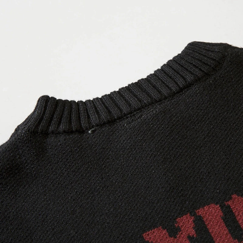 ripped goth women y2k men sweaters vintage black oversized knitted sweater harajuku anime fashion winter 2023 knit tops pullover aesthetic street look hoodie, high quality cotton pullover, oversized graphic print design
