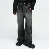 mens black baggy jeans male casual loose straight jeans trousers vintage hip hop denim pants ripped baggy denim