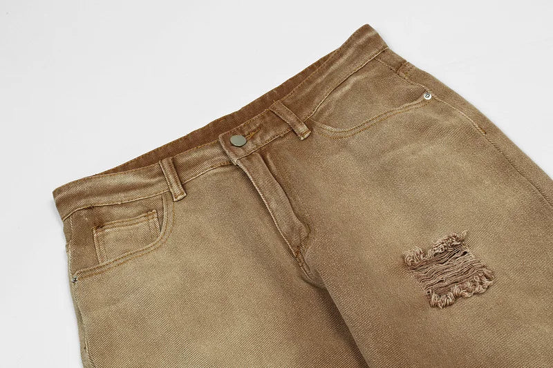 rainbowtouches men washed jeans vintage high street khaki gradient fashion trends jeans loose straight long pant casual pants unique jeans style 4083
