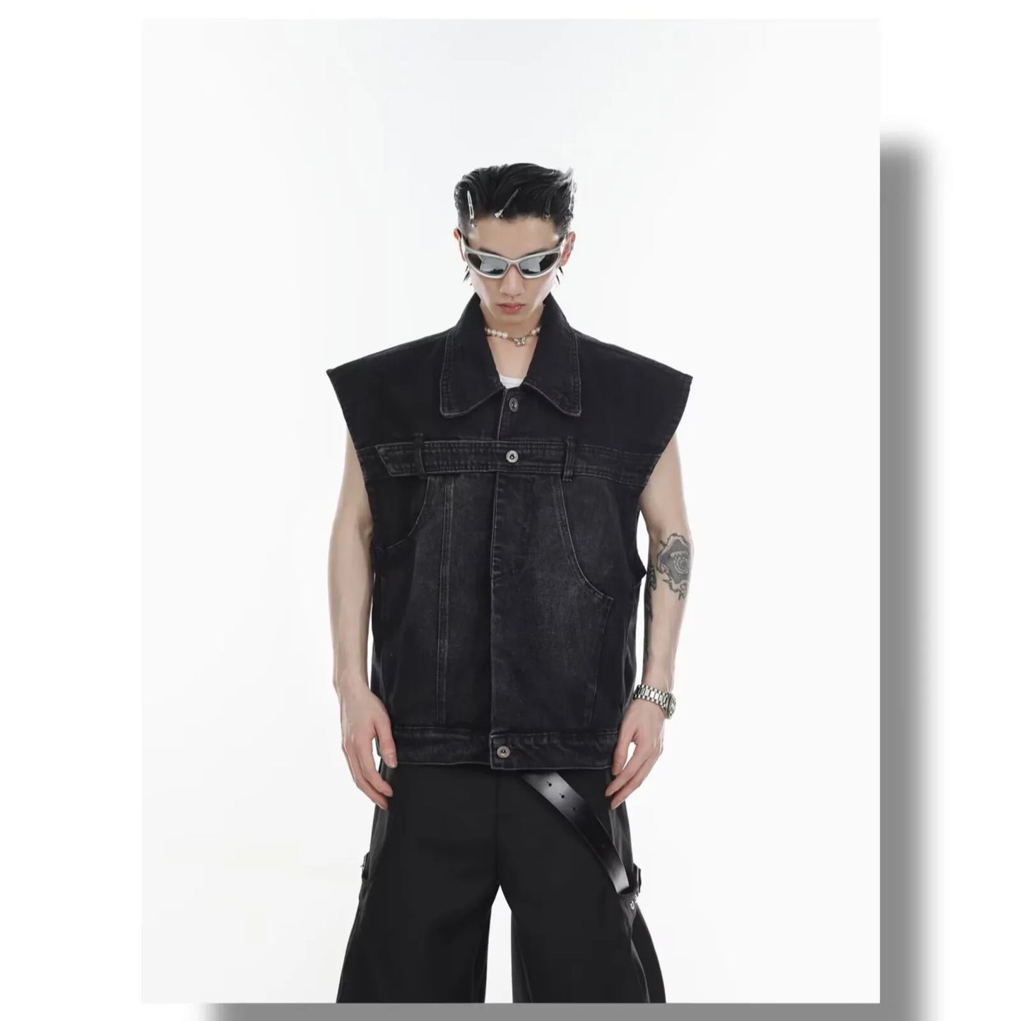 leather varsity jacket, fall winter fit, for men, fall streetwear outfit, oversized style, layered fashion, modern aesthetic, graphic detail