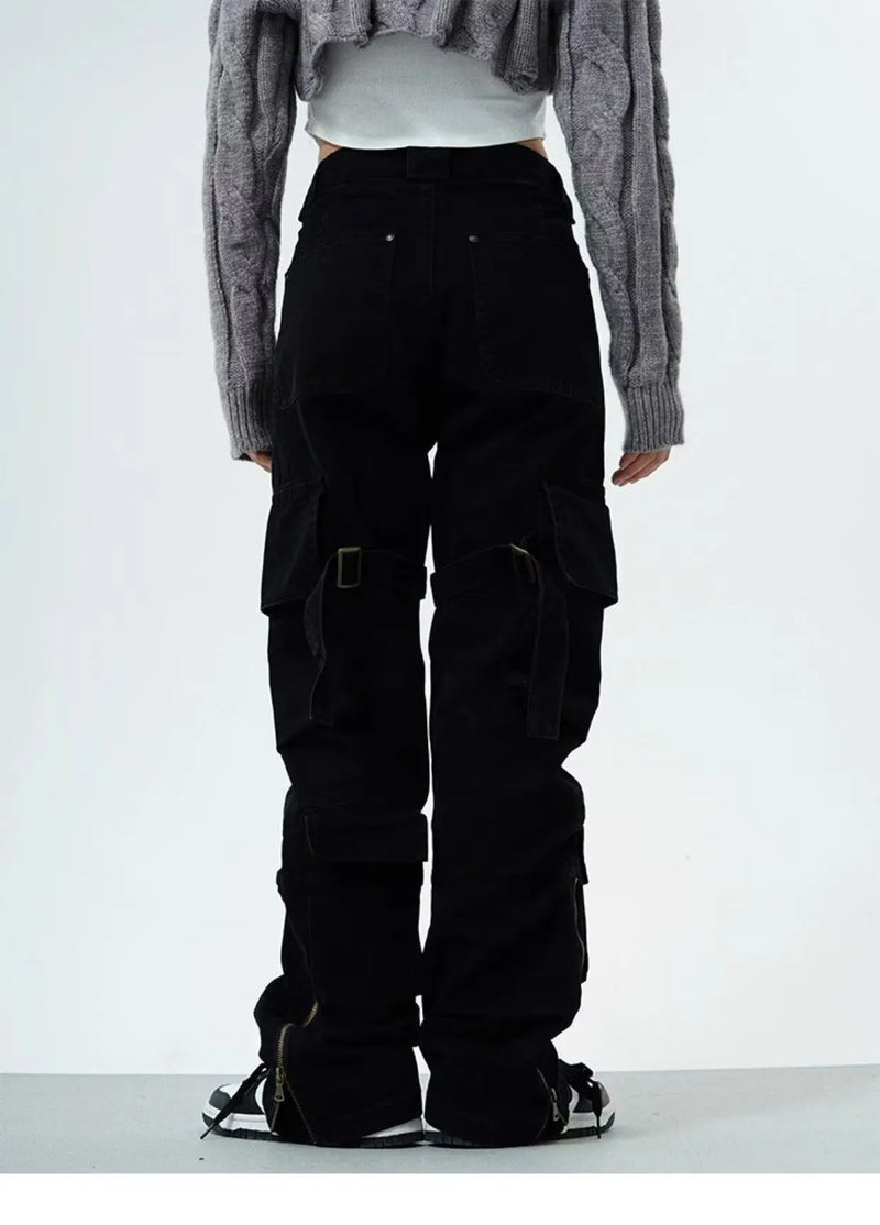 couple cargo pants hip hop high street retro american style vintage multi pocket casual pants 2024 new style streetwear y2k jean utility cargo pants