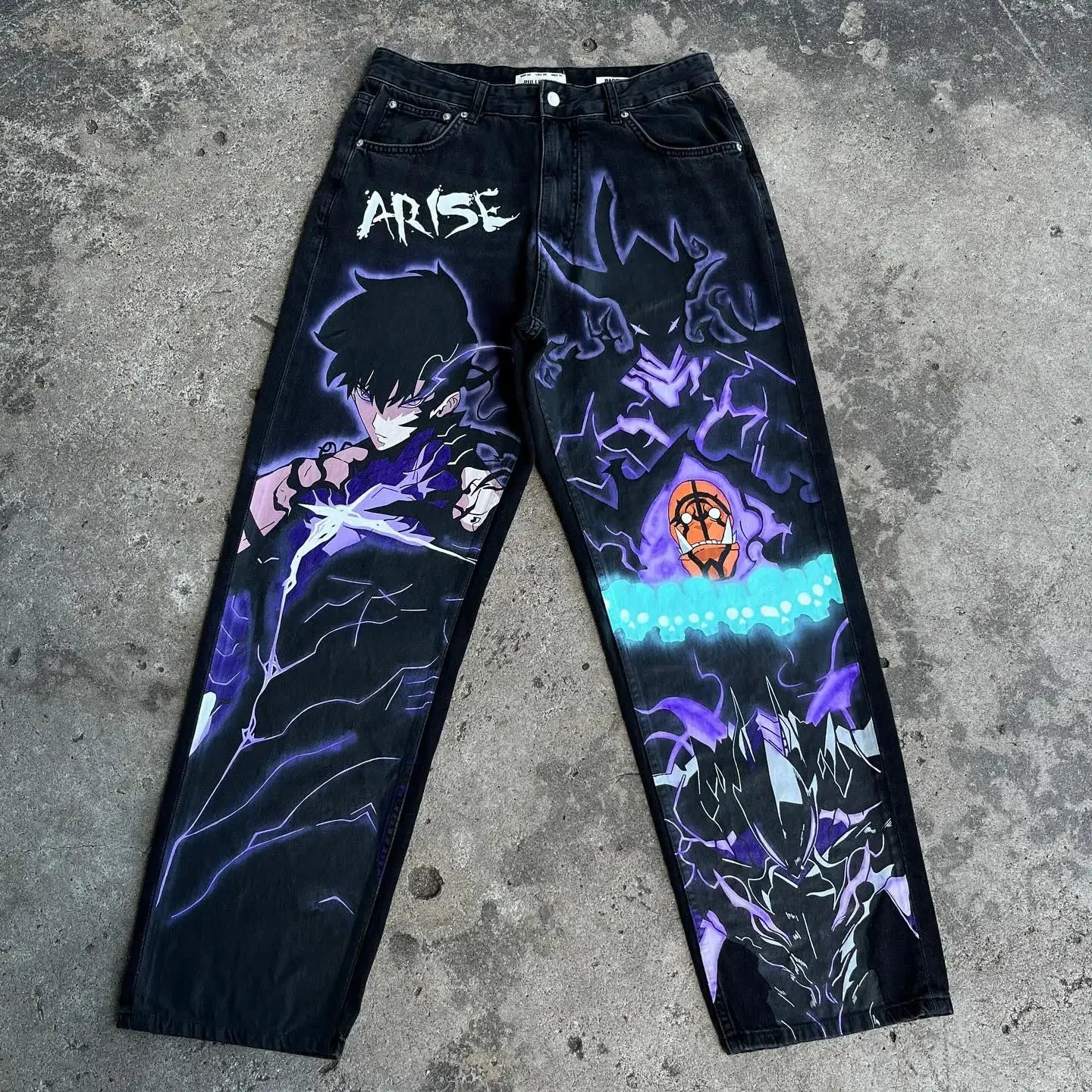 harajuku y2k jeans for men anime graphic pants streetwear 2024 new women japanese style high waist jean wide leg trouser unique jeans style 4075