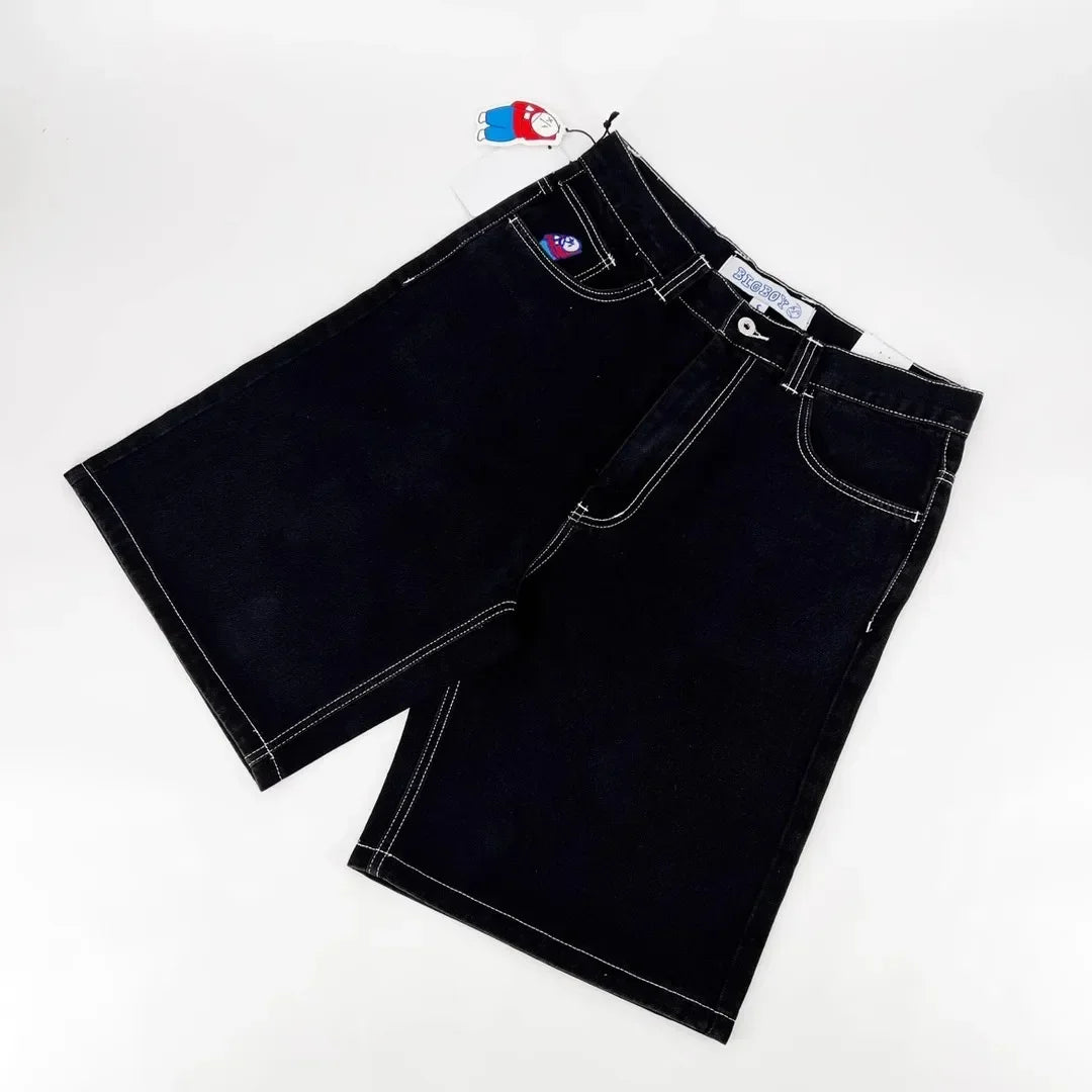 Hip Hop Jeans Retro Y2k Big Boy Embroidery Cartoon Graphic Streetwear Denim Shorts Baggy Harajuku Gym Basketball Shorts Men