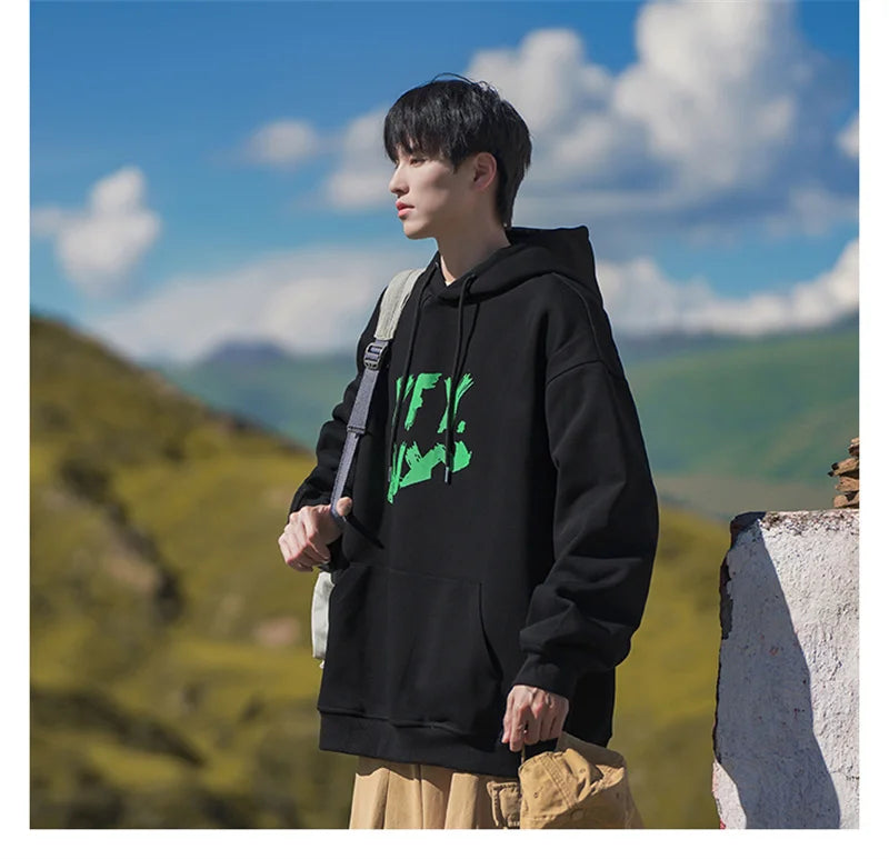 New Goth Oversized Pullover Hoodies For Men Letter Print Hooded Sweatshirts Hip Hop Aesthetic Harajuku Y2K Streetwear Hoodie