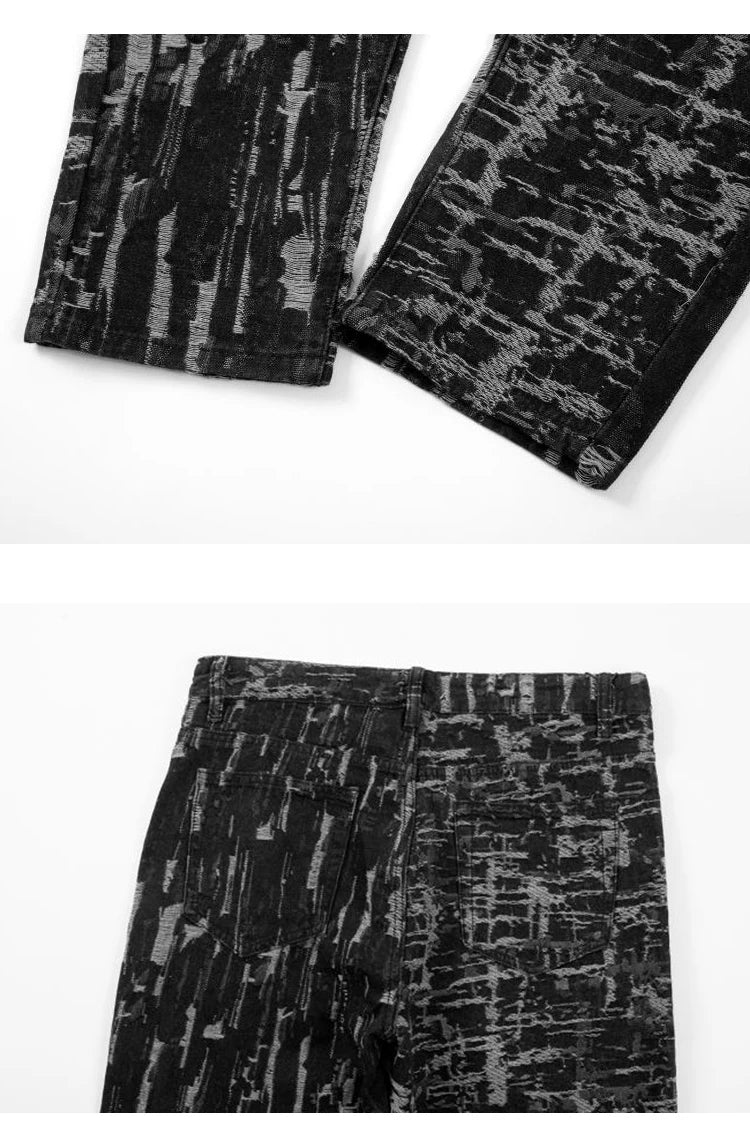 harajuku irregular scratched ripped holes denim jeans men zipper jeans hip hop streetwear new casual slim fit joggers jean pants unique joggers style 979