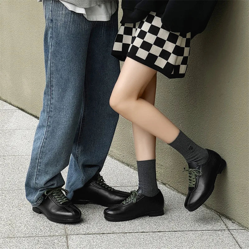 Vintage Casual Leather Shoes Men Women Streetwear Fashion Lightweight Commute Business Leather Derby Shoes