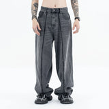 2024 autumn and winter new stitching straight jeans