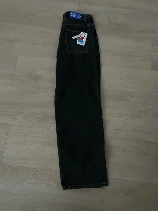 hip hop polar big boy jeans y2k japanese harajuku cartoon embroidery retro baggy jeans black pants womens mens wide leg trouser denim street jeans