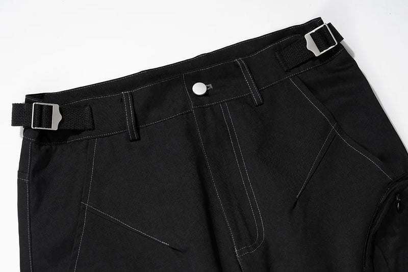 functional multi pockets overalls pantalones hombre baggy mens black cargo pants y2k streetwear loose baggy trousers oversized unique cargo style 889