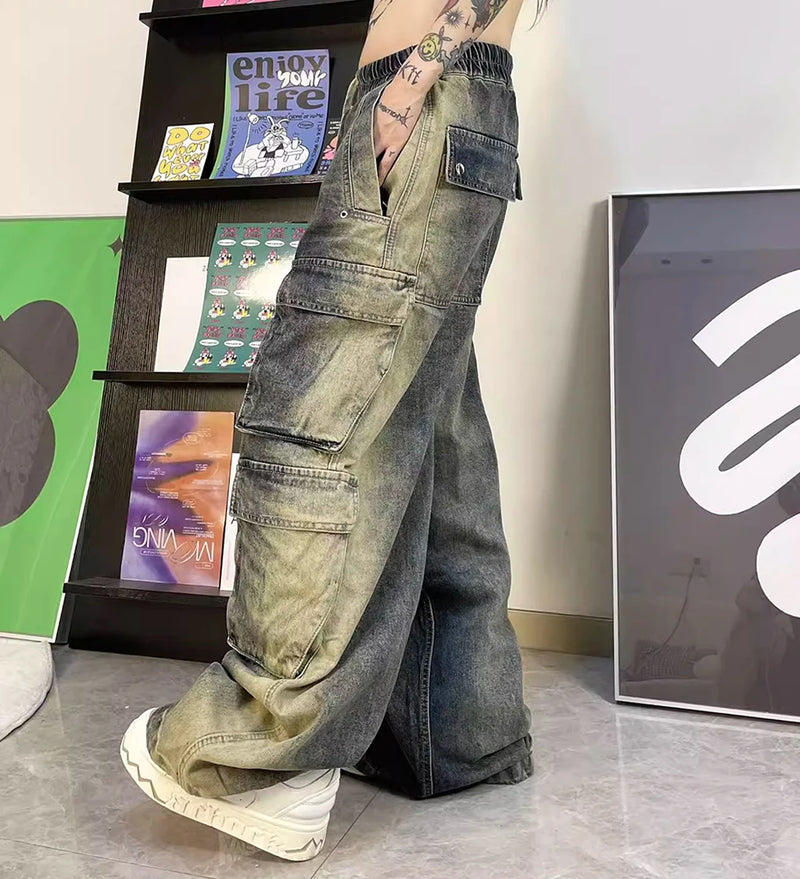 baggy jeans side pocket loose denim pants men luxury designer fashion harajuku streetwear baggy jeans trousers unique jeans style 2283