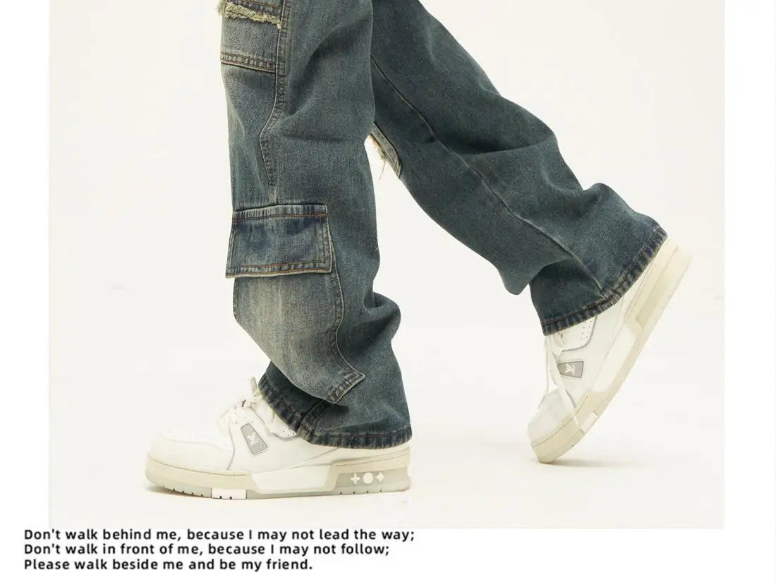 american high street trendy men and women trendy personalized straight tube washed jeans couple loose retro casual pants y2k unique jeans style 22