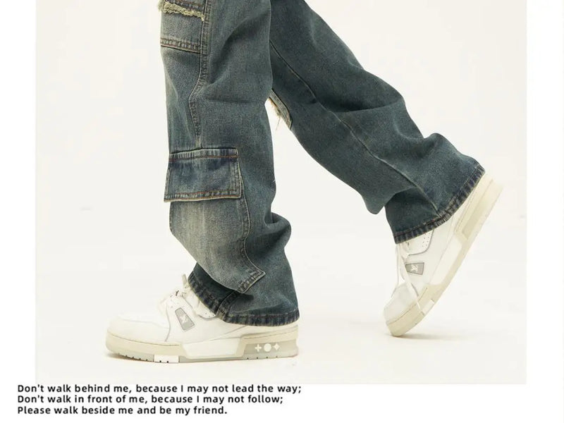 american high street trendy men and women trendy personalized straight tube washed jeans couple loose retro casual pants y2k unique jeans style 22