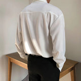 Mens French Elegant Basic Shirt Autumn Winter Genderless Fashion Trend Casual Solid Color Simple Long-Sleeved Shirt Unisex