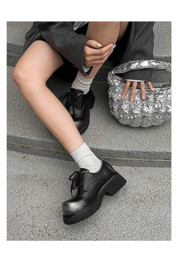 High Street Big Toe Leather Designer Shoes Men Women Streetwear Fashion Hip Hop Vintage Lightweight Casual Increase Derby Shoes