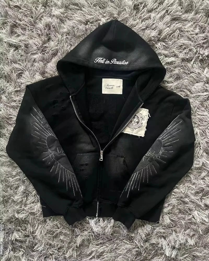 Street Y2K New Fashion Joker Fleece Padded Zipper Hoodie Women Harajuk