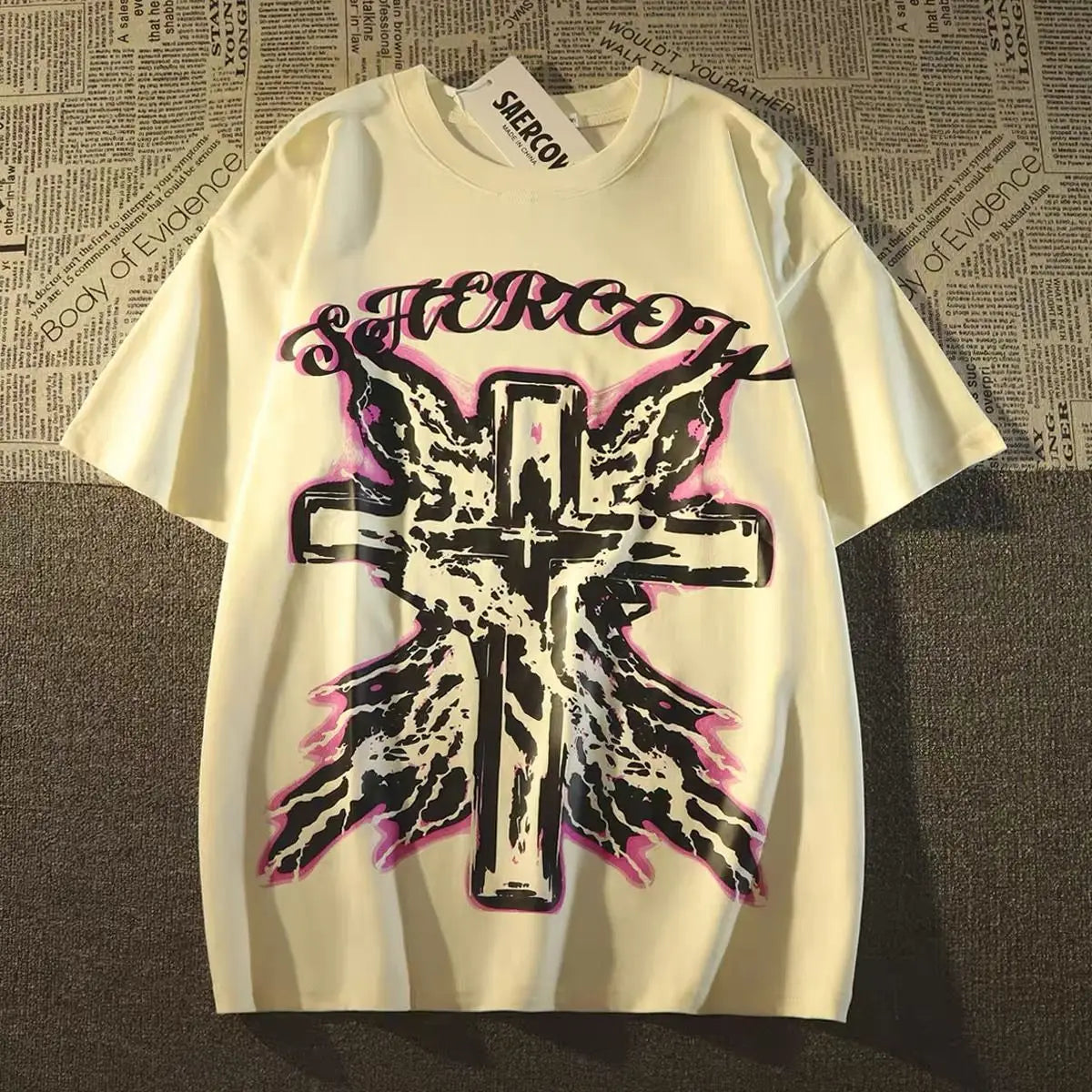 Trapwear Melting smiley – American Retro Trend Men And Women Hip Hop Personality Graph