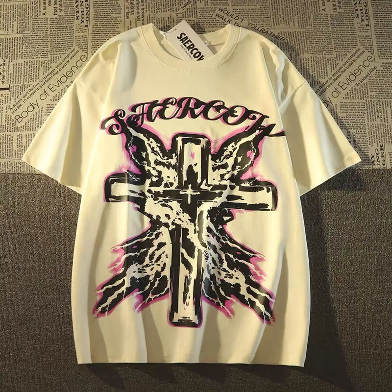 Trapwear Melting smiley – American Retro Trend Men And Women Hip Hop Personality Graph