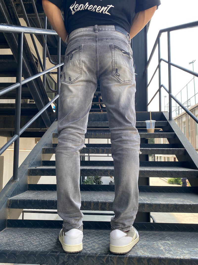knee holes patckwork skinny denim jeans mens casual button fly slim biker trousers fashion streetwear hip hop jean pants joggers unique joggers style 3339