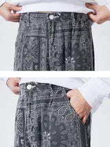 mens hip hop straight denim jeans pants fashion zipper paisley jeans streetwear casual loose trousers pants joggers baggy jeans unique joggers style 2797