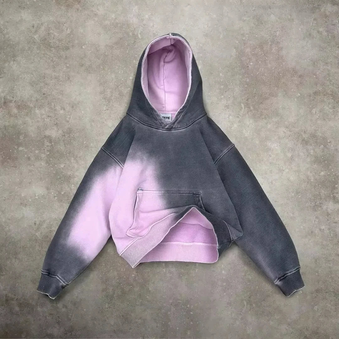 American Fashion Trend Gradient Hoodie Men Street Y2K New Hip Hop Vint