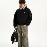 Winter American Street Hooded Parkas Mens New 2024 Thickened Trendy Fur Collar Cotton Jackets Warm Zipper Pocket Fluffy Coats