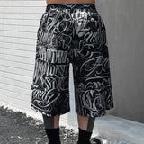 streetwear west coast full print floral over knee shorts for men summer patchwork wide leg baggy five points pants oversized summer street shorts