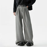 men loose casual korean streetwear fashion vintage straight wide leg suit pants trousers cityboy baggy pants clean everyday pants