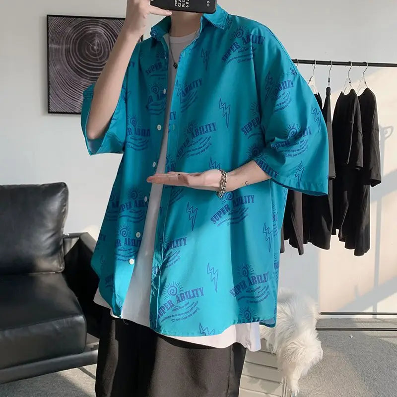 2023 Summer New Light Luxury Fashion Shirt Men Loose Casual Short-sleeved Shirt All-match Boutique Clothing Simple Style