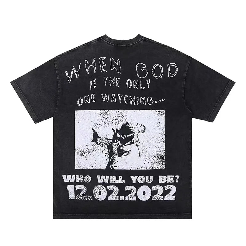 Hip-hop rap album featuring heroes and villains printed with short-sleeved shirts