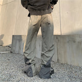 mens high street loose pants casual zipper open patchwork straight trousers pants hip hop new fashion streetwear jogging pants unique default style 1810