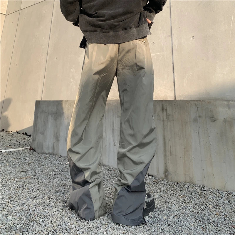 mens high street loose pants casual zipper open patchwork straight trousers pants hip hop new fashion streetwear jogging pants unique default style 1810