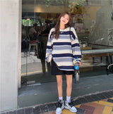 Harajuku Vintage print – Women T Shirts Striped Sweatshirt Thin Tops 2024 Spring Wome